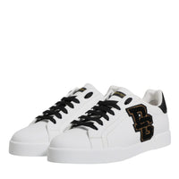 Dolce & Gabbana White Leather DG Logo Low Top Sneakers Shoes