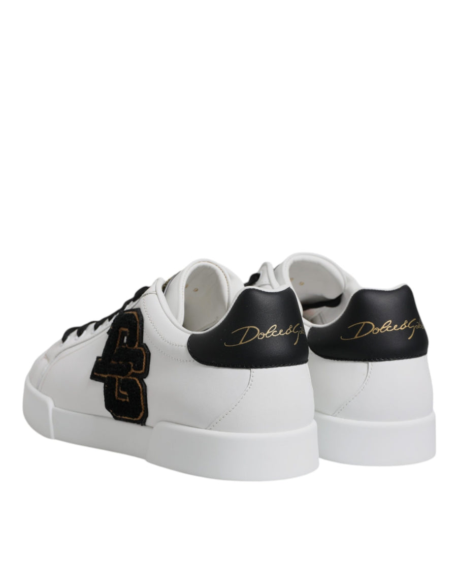 Dolce & Gabbana White Leather DG Logo Low Top Sneakers Shoes