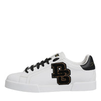 Dolce & Gabbana White Leather DG Logo Low Top Sneakers Shoes