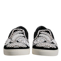 Dolce & Gabbana Black Embellished London Men Slip On Shoes