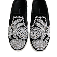 Dolce & Gabbana Black Embellished London Men Slip On Shoes