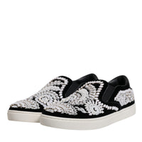 Dolce & Gabbana Black Embellished London Men Slip On Shoes