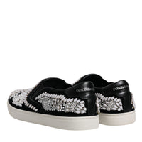 Dolce & Gabbana Black Embellished London Men Slip On Shoes