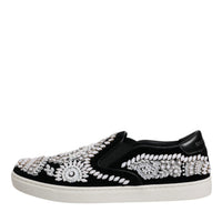 Dolce & Gabbana Black Embellished London Men Slip On Shoes