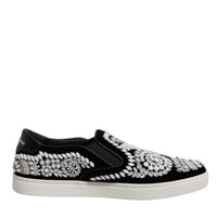 Dolce & Gabbana Black Embellished London Men Slip On Shoes