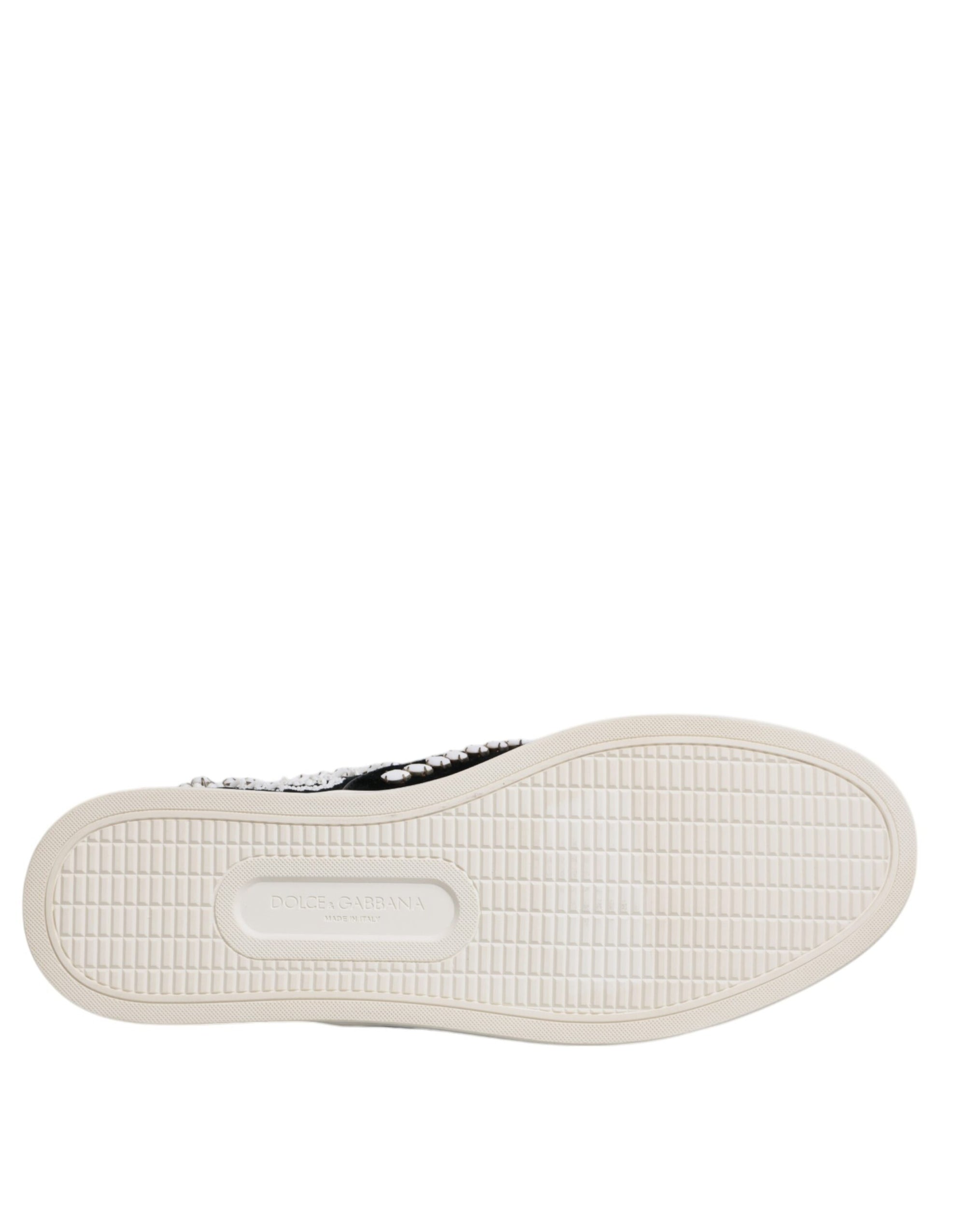 Dolce &amp; Gabbana Black Embellished London Men Slip On Shoes