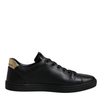 Dolce & Gabbana Black Leather DG Heart London Sneakers Shoes