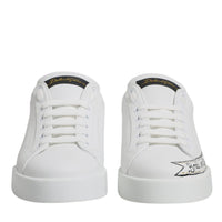 Dolce & Gabbana White Leather Low Top Lace Up Sneakers Shoes