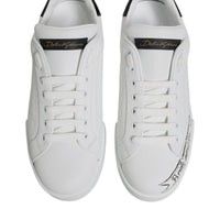 Dolce & Gabbana White Leather Low Top Lace Up Sneakers Shoes