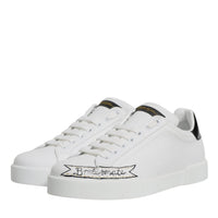 Dolce & Gabbana White Leather Low Top Lace Up Sneakers Shoes