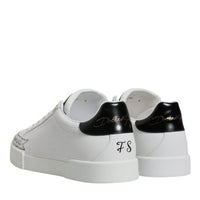 Dolce & Gabbana White Leather Low Top Lace Up Sneakers Shoes