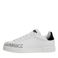 Dolce & Gabbana White Leather Low Top Lace Up Sneakers Shoes