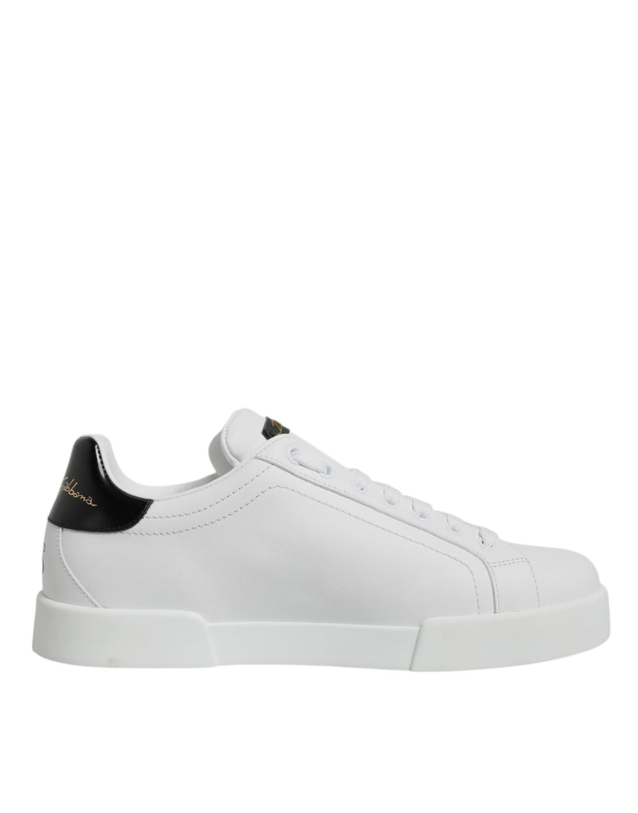 Dolce & Gabbana White Leather Low Top Lace Up Sneakers Shoes