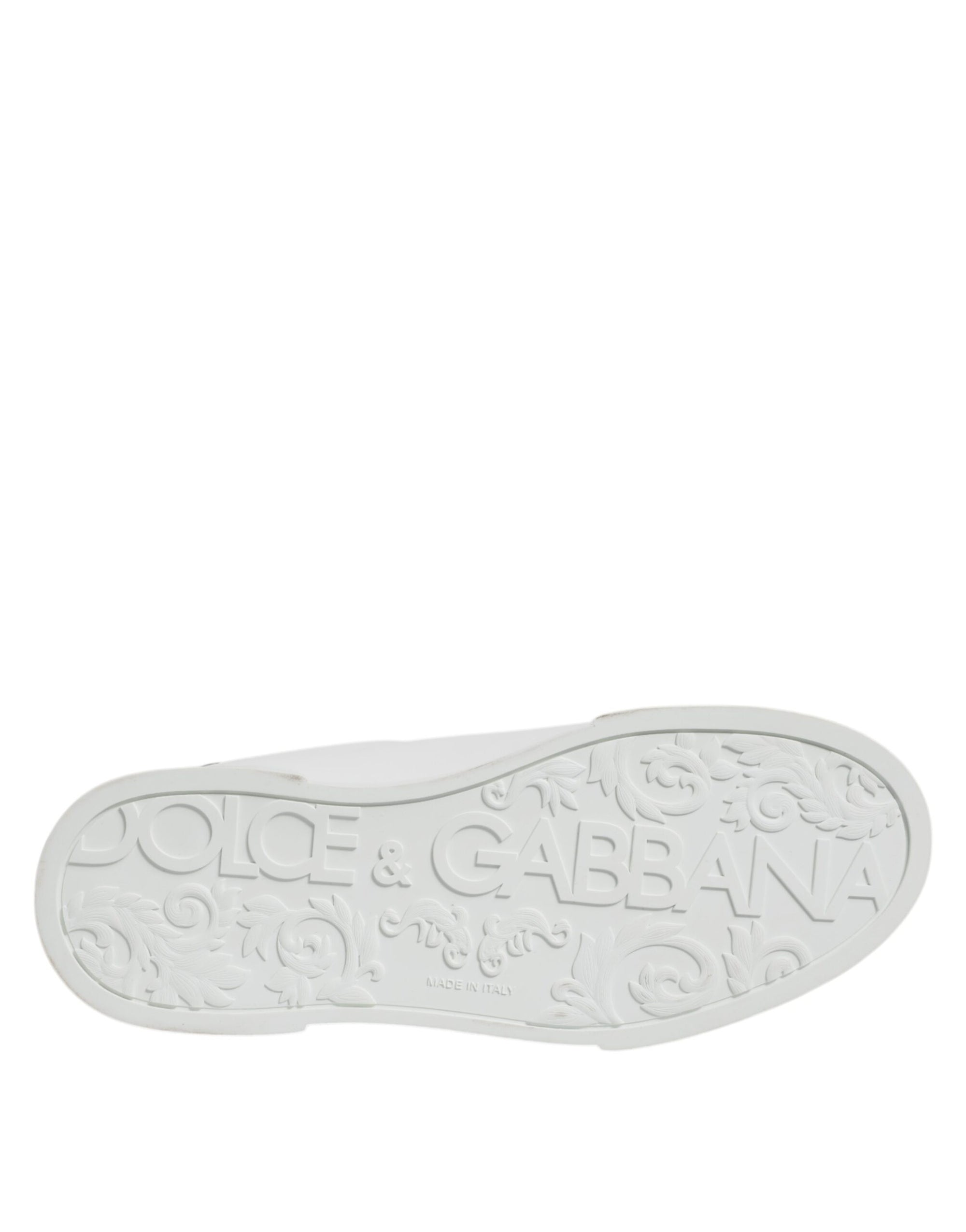 Dolce &amp; Gabbana White Leather Low Top Lace Up Sneakers Shoes