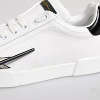 Dolce & Gabbana White Leather Low Top Lace Up Sneakers Shoes