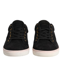 Dolce & Gabbana Black Logo Suede Leather Men Sneakers Shoes