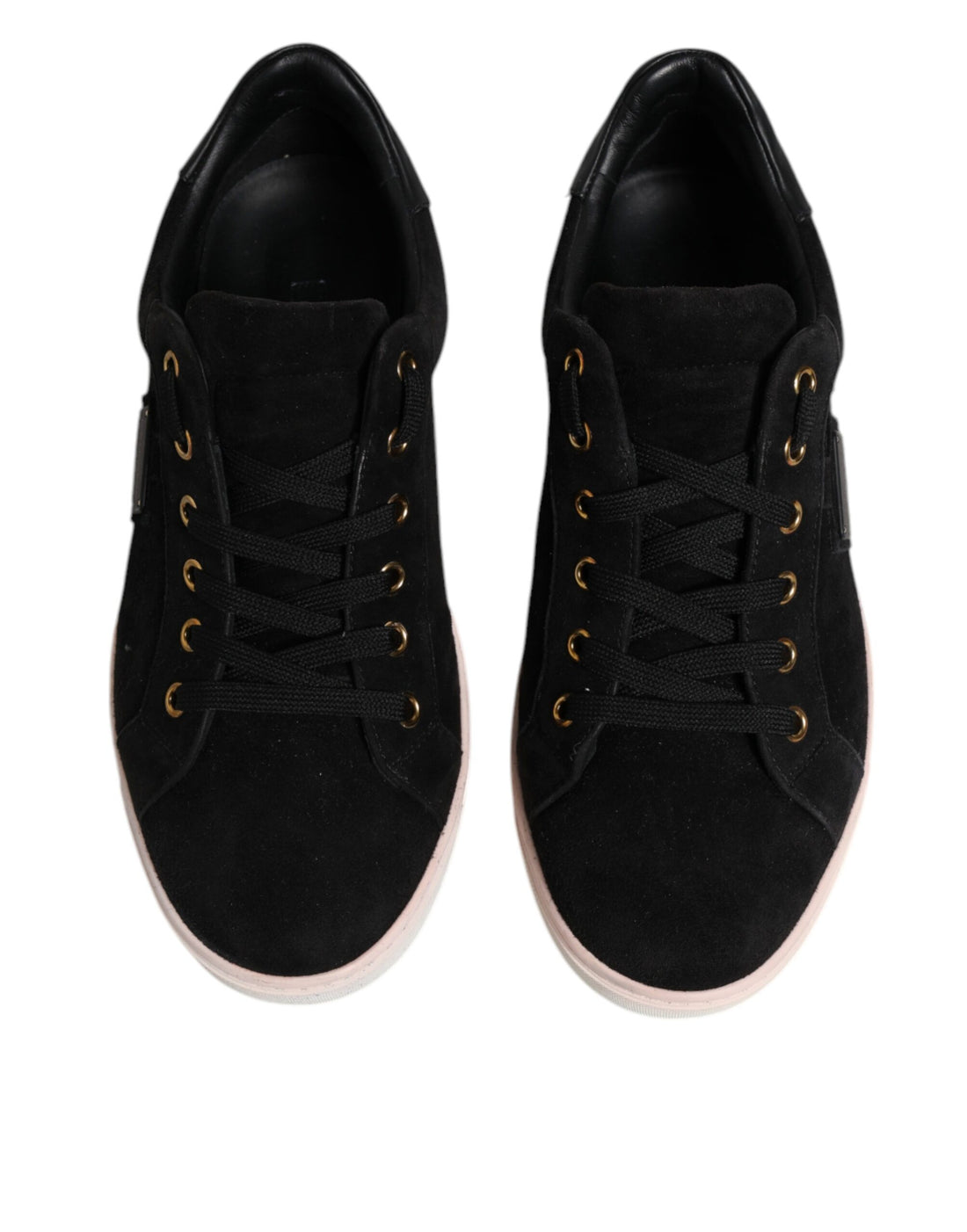 Dolce & Gabbana Black Logo Suede Leather Men Sneakers Shoes