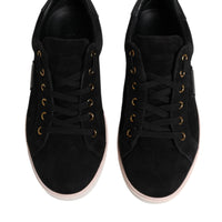 Dolce & Gabbana Black Logo Suede Leather Men Sneakers Shoes