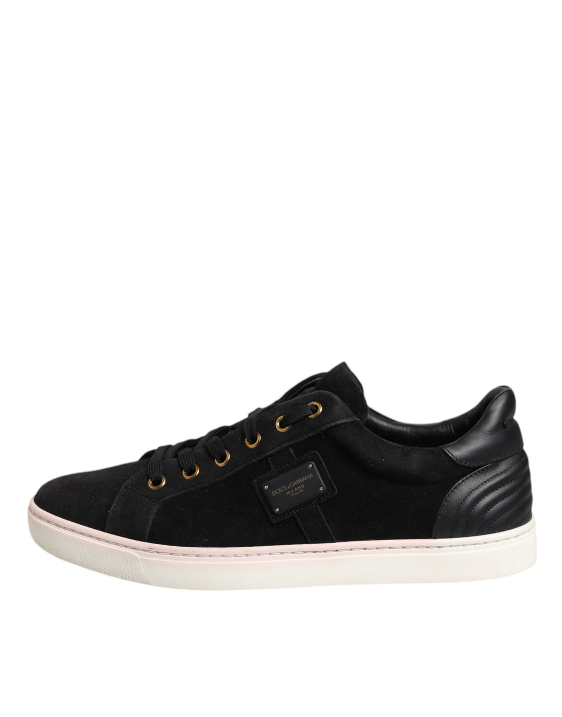 Dolce & Gabbana Black Logo Suede Leather Men Sneakers Shoes