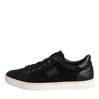 Dolce & Gabbana Black Logo Suede Leather Men Sneakers Shoes