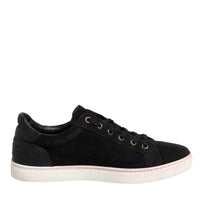 Dolce & Gabbana Black Logo Suede Leather Men Sneakers Shoes