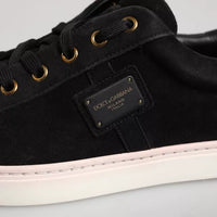 Dolce & Gabbana Black Logo Suede Leather Men Sneakers Shoes