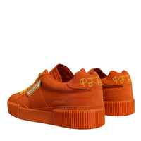 Dolce & Gabbana Orange Miami Leather Low Top Sneakers Shoes