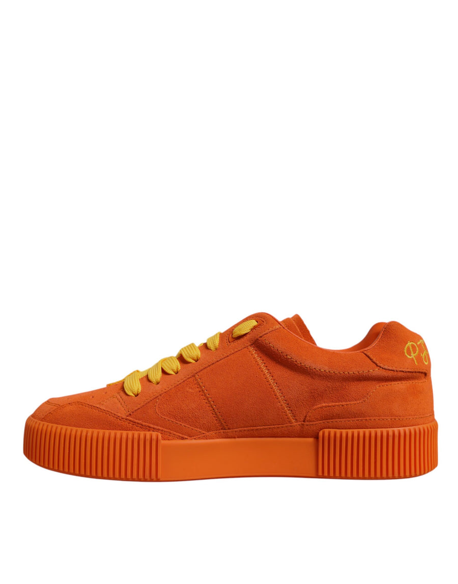 Dolce & Gabbana Orange Miami Leather Low Top Sneakers Shoes