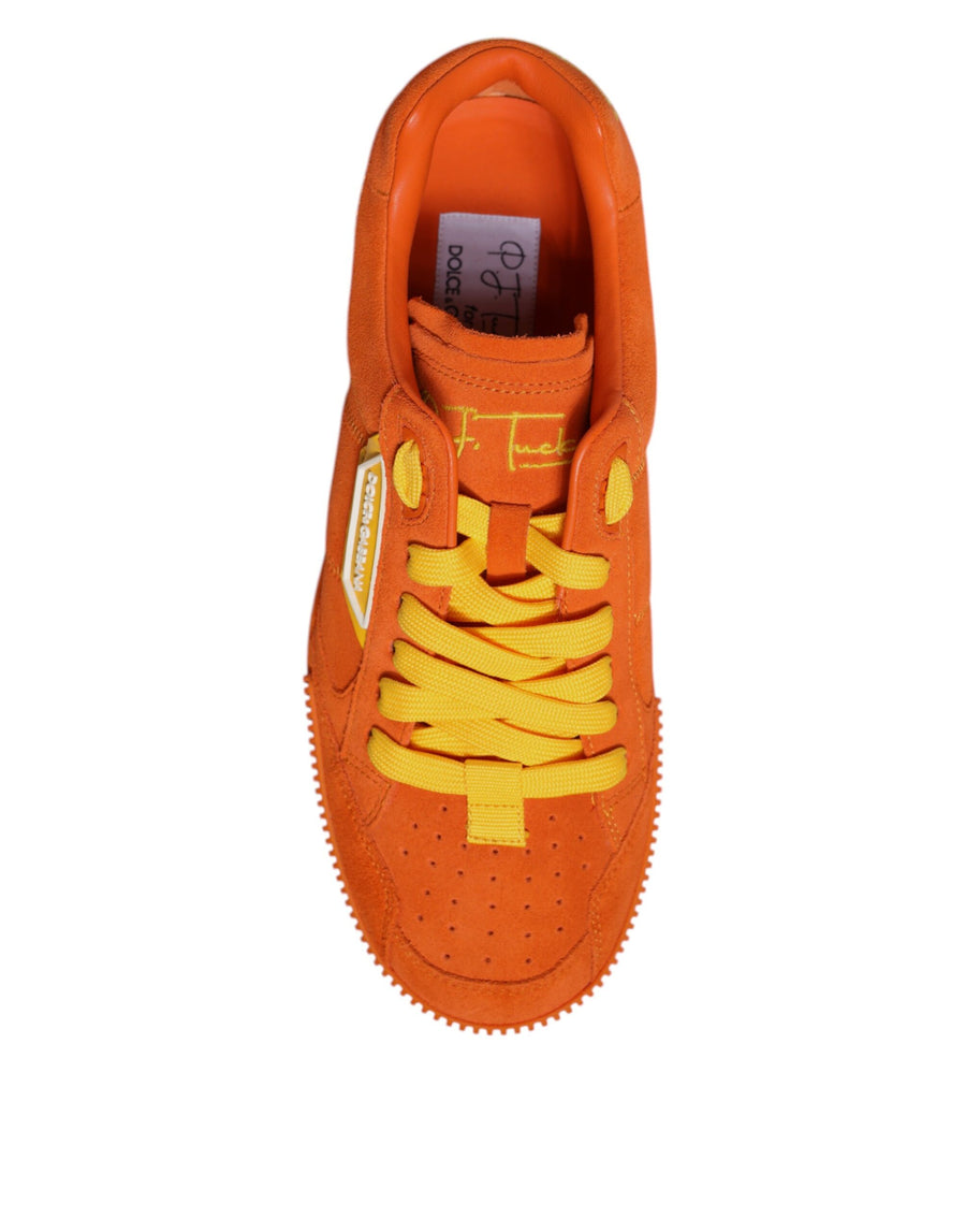 Dolce & Gabbana Orange Miami Leather Low Top Sneakers Shoes