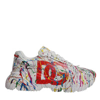 Dolce & Gabbana White Daymaster Hand Painted Sneakers Shoes