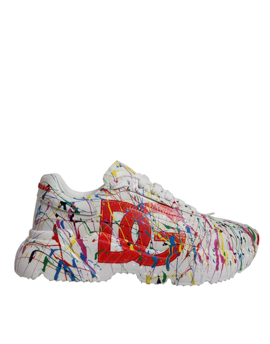 Dolce & Gabbana White Daymaster Hand Painted Sneakers Shoes