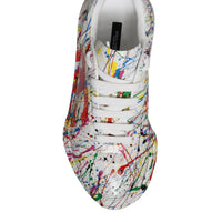 Dolce & Gabbana White Daymaster Hand Painted Sneakers Shoes