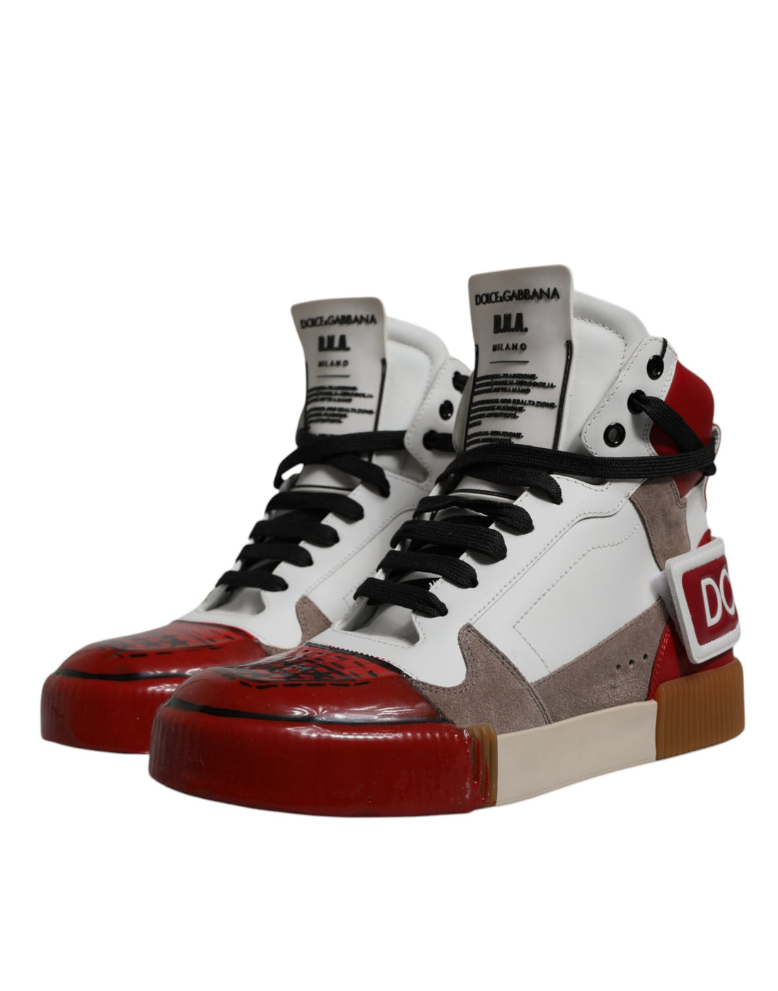 Dolce & Gabbana Multicolor Leather High Top Sneakers Shoes