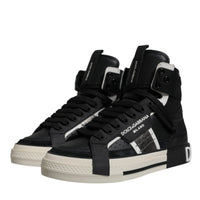 Dolce & Gabbana Black Silver Leather High Top Sneaker Shoes