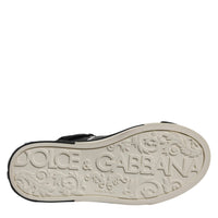 Dolce & Gabbana Black Silver Leather High Top Sneaker Shoes