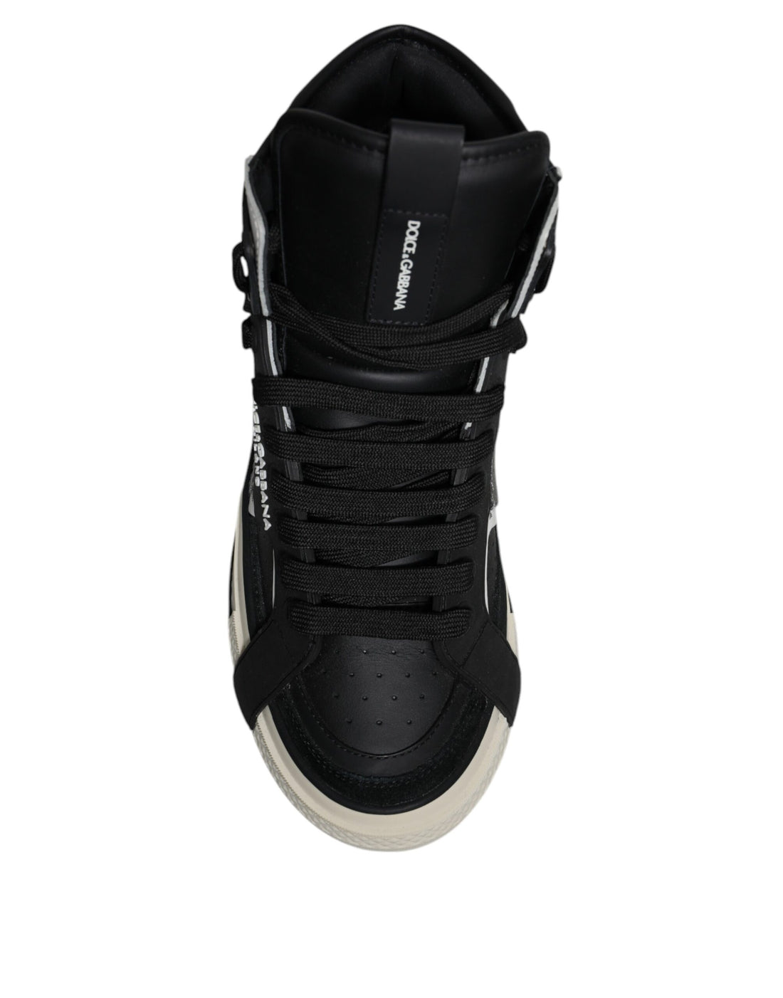 Dolce & Gabbana Black Silver Leather High Top Sneaker Shoes