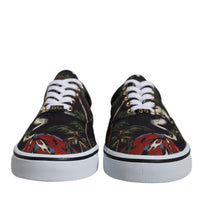 Dolce & Gabbana Black Tropical Print Low Top Sneakers Shoes