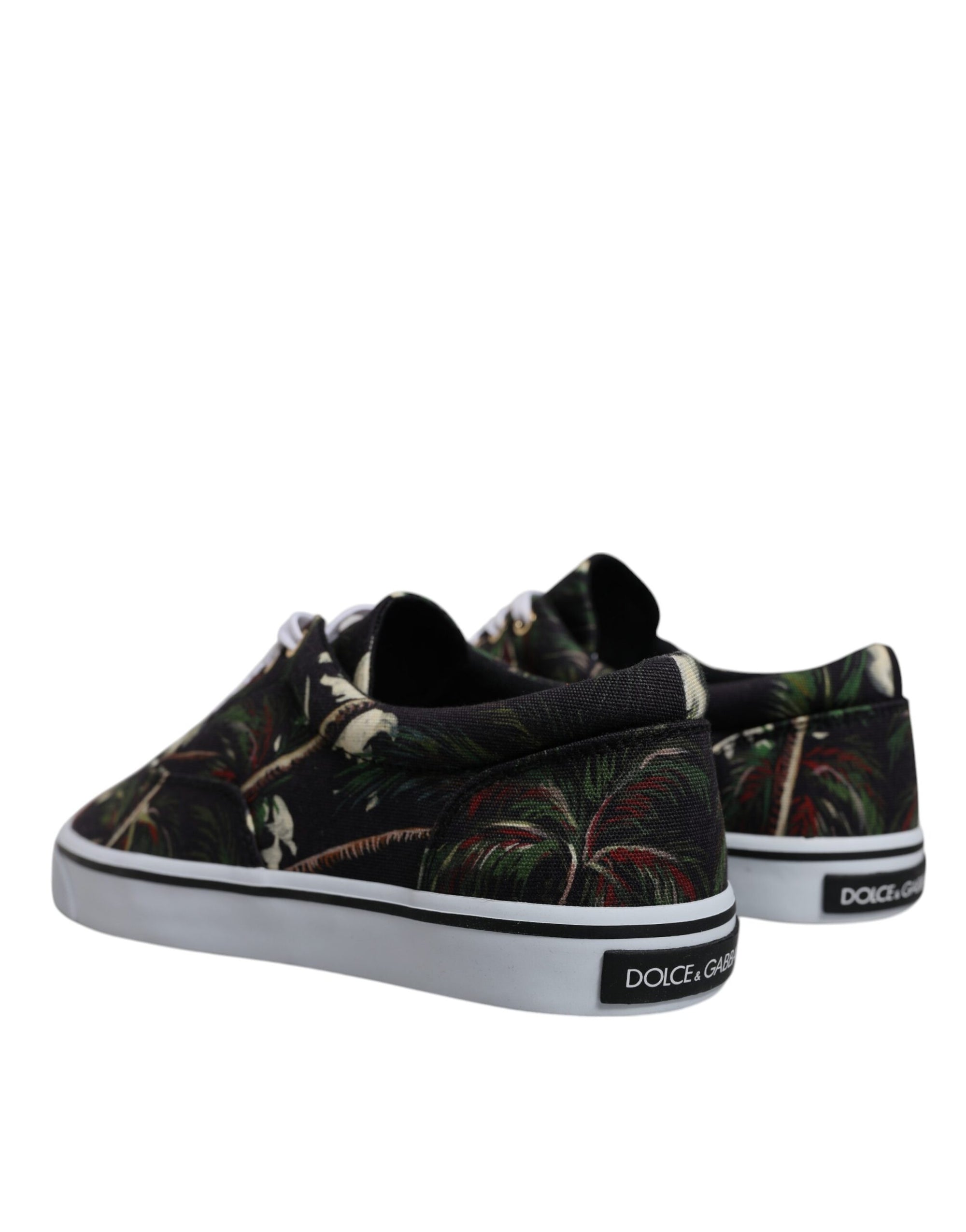 Dolce &amp; Gabbana Black Tropical Print Low Top Sneakers Shoes