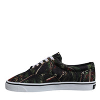 Dolce & Gabbana Black Tropical Print Low Top Sneakers Shoes