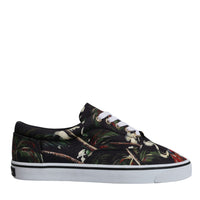 Dolce & Gabbana Black Tropical Print Low Top Sneakers Shoes