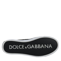 Dolce & Gabbana Black Tropical Print Low Top Sneakers Shoes