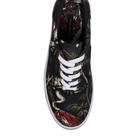 Dolce & Gabbana Black Tropical Print Low Top Sneakers Shoes