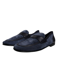 Dolce & Gabbana Blue Suede Leather Shoes Loafer Moccasin Shoes