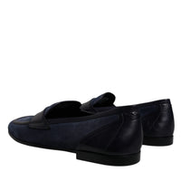 Dolce & Gabbana Blue Suede Leather Shoes Loafer Moccasin Shoes