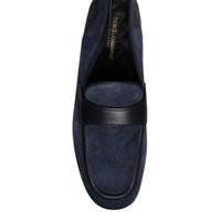 Dolce & Gabbana Blue Suede Leather Shoes Loafer Moccasin Shoes