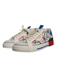 Dolce & Gabbana White Leather Graffiti Custom 2.Zero Sneakers Shoes