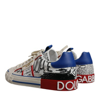 Dolce & Gabbana White Leather Graffiti Custom 2.Zero Sneakers Shoes