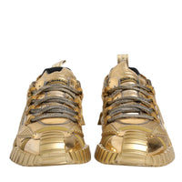 Dolce & Gabbana Gold Stretch Lace Up NS1 Sneakers Shoes