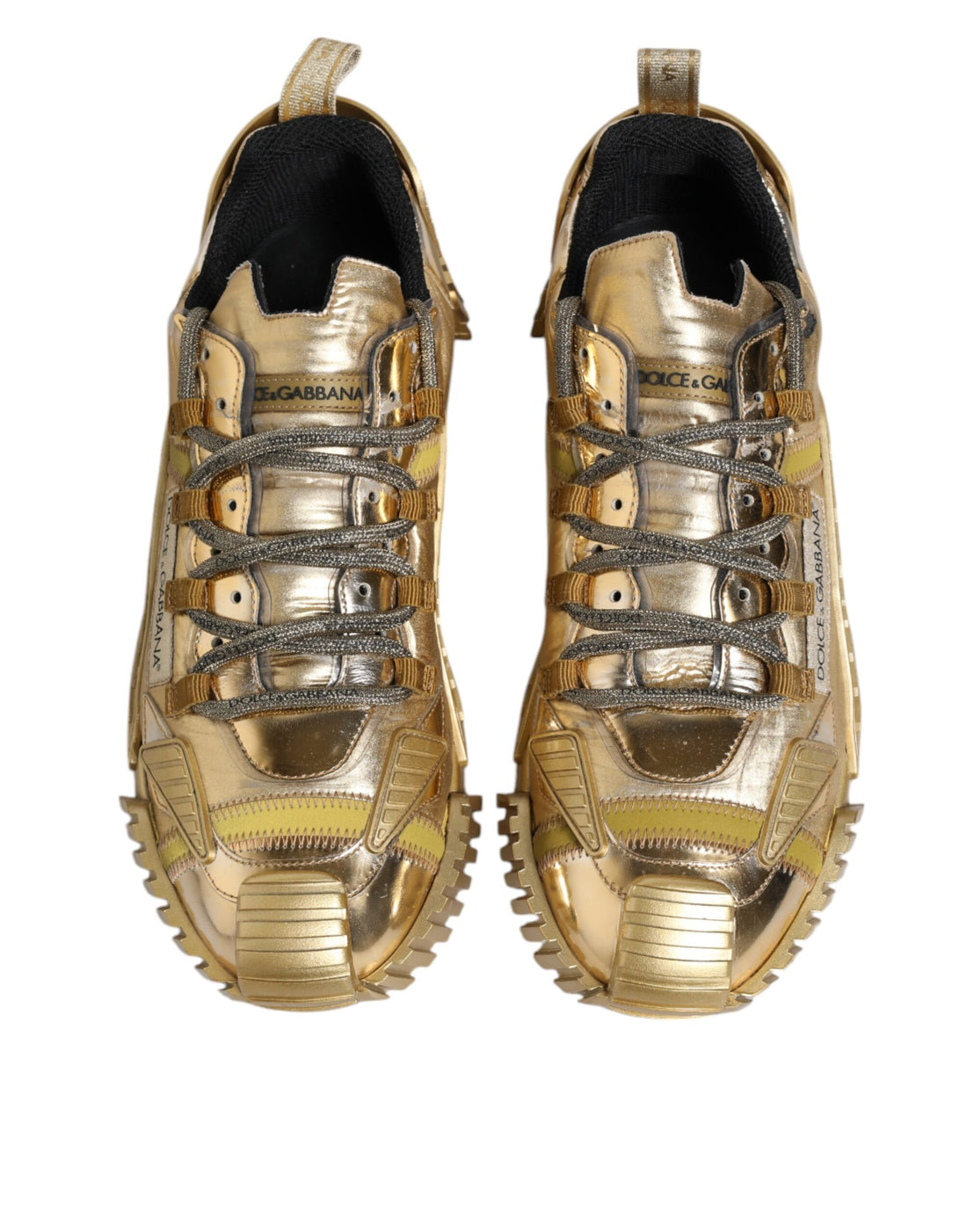 Dolce & Gabbana Gold Stretch Lace Up NS1 Sneakers Shoes