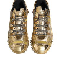 Dolce & Gabbana Gold Stretch Lace Up NS1 Sneakers Shoes